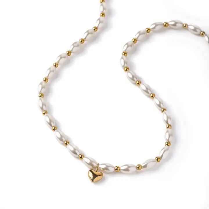 White Shell Puffy Heart Necklace PRE-ORDER