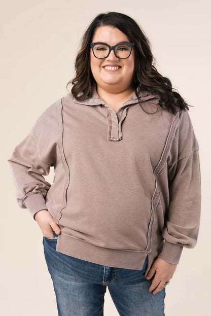 Mineral Washed Half Snap Pullover