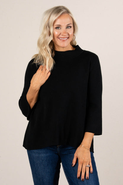 Karina Mock Neck Bell Sleeve Sweater