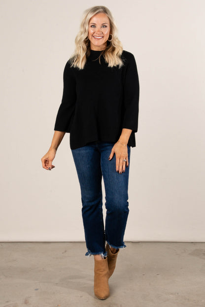 Karina Mock Neck Bell Sleeve Sweater