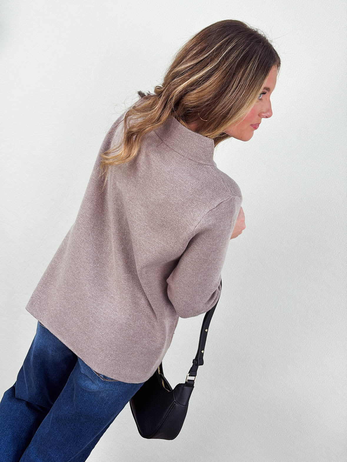 Karina Mock Neck Bell Sleeve Sweater