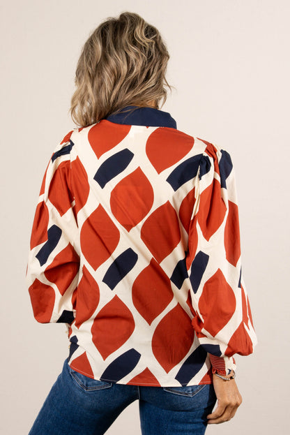 Katana Abstract Smocked Cuff Top