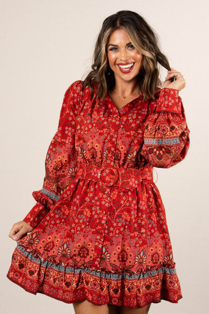 Garden Muse Floral Border Shirt Dress