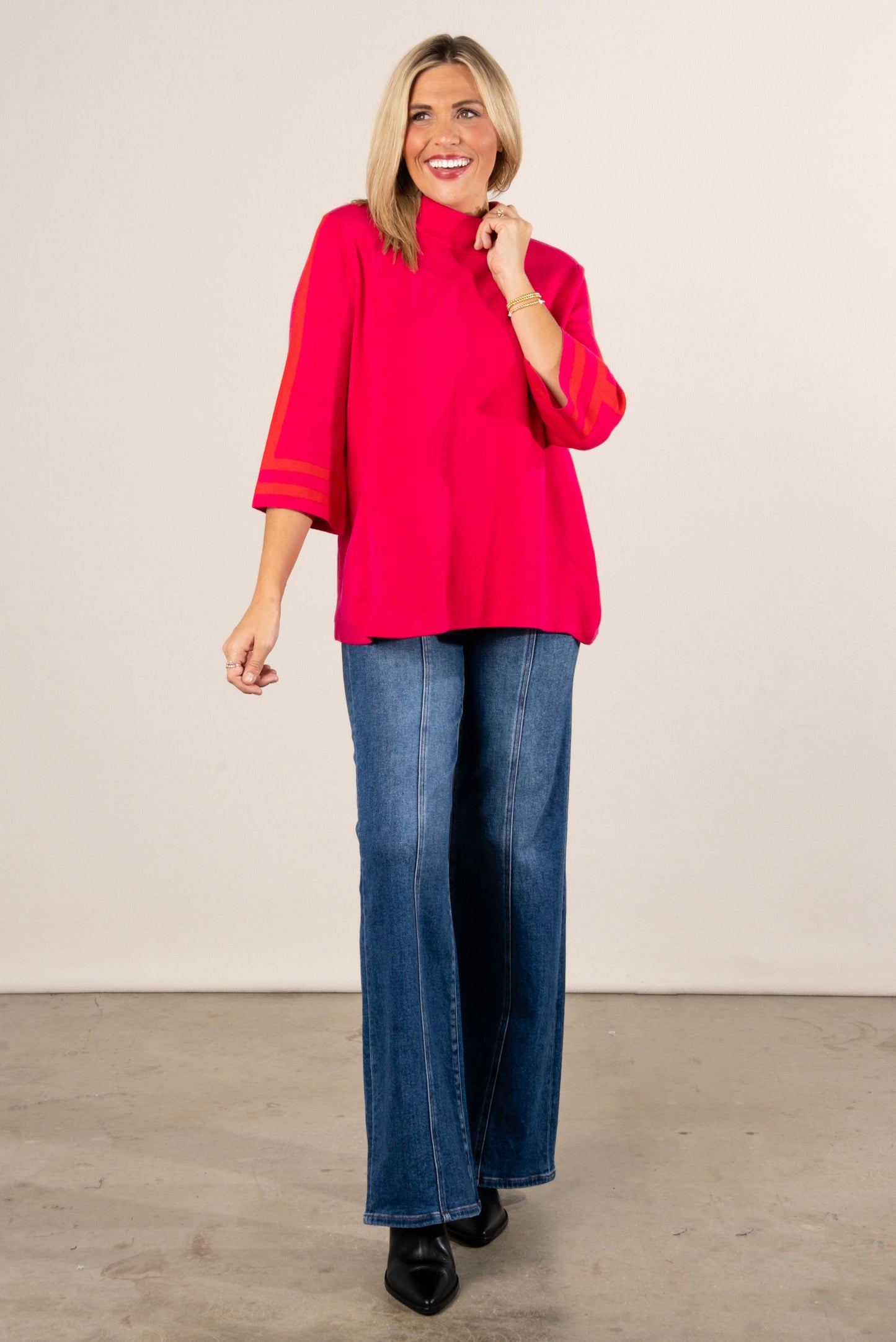 Adley Stripe Detail Bell Sleeve Sweater