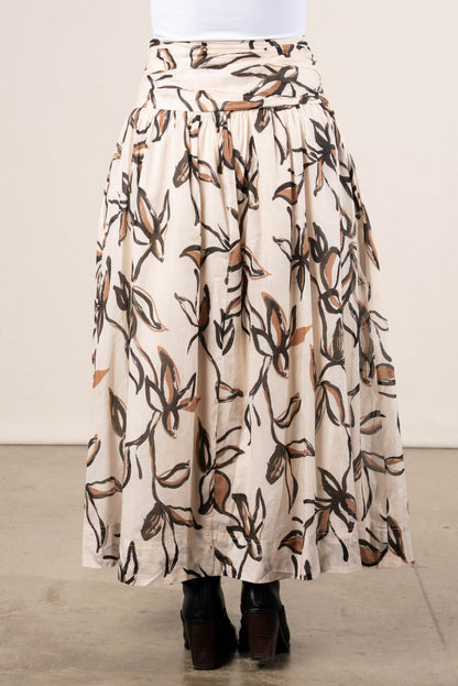 Trinity Floral Shirred Midi Skirt