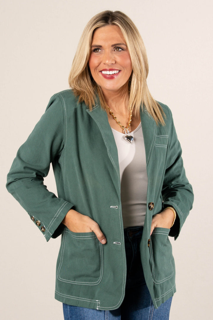 Nantucket Twill Contrast Stitch Blazer