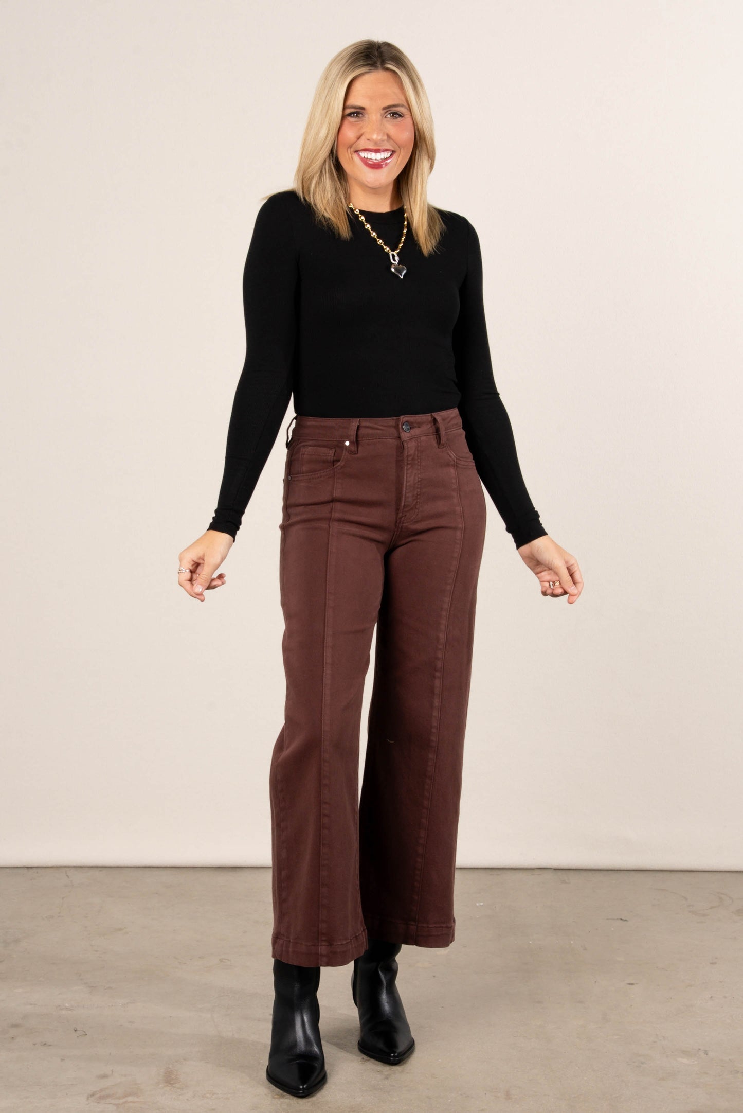 Risen Aiden High Rise Tummy Control Crop Wide Leg Jeans