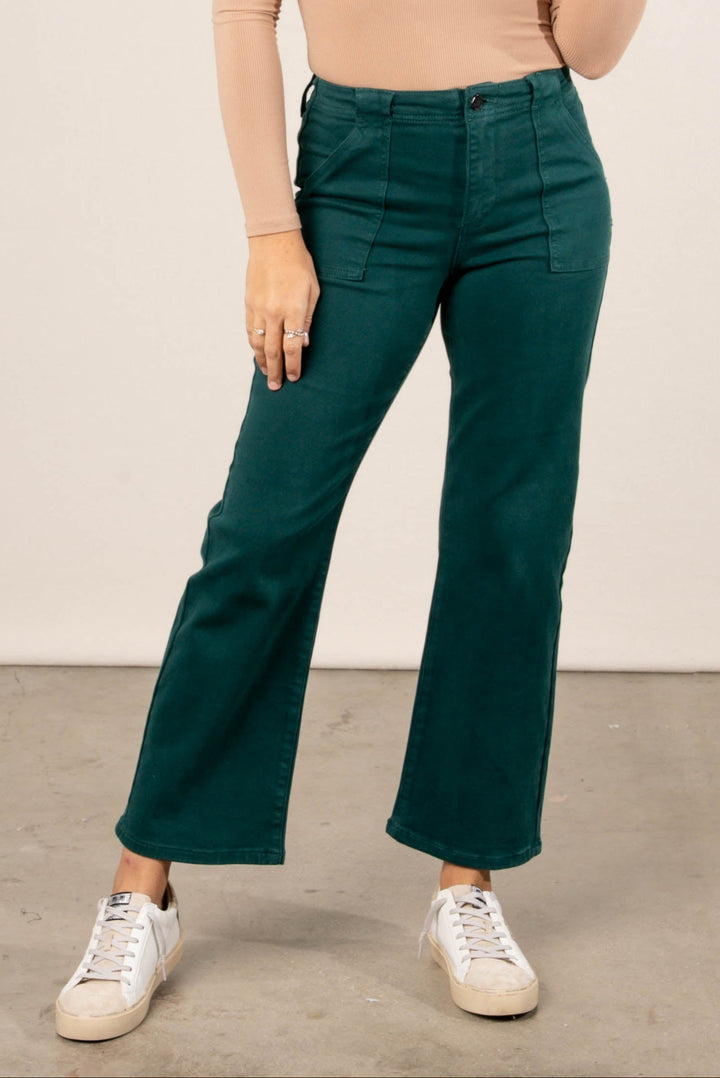 Risen Denim | Axel High Rise Patch Pocket Flare Jeans