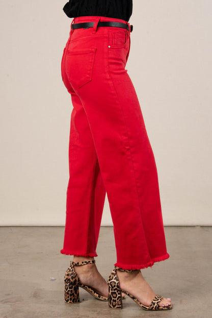 Risen Denim | Billie High Rise Tummy Control Crop Wide Leg Jeans