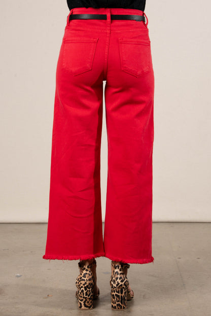 Risen Denim | Billie High Rise Tummy Control Crop Wide Leg Jeans