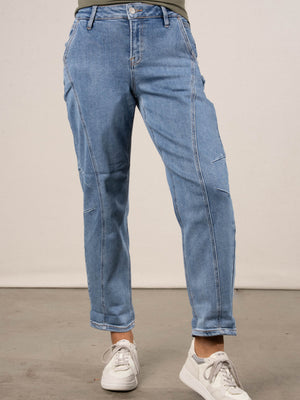 Risen Denim | Hollis Mid Rise Crop Barrel Jeans