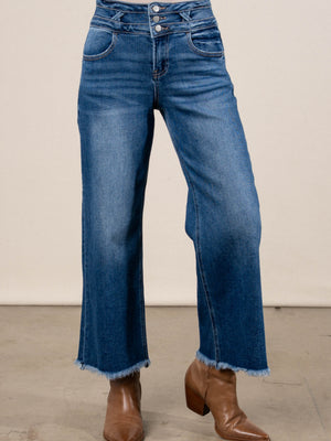 Risen Denim | Tabitha High Rise Crop Wide Leg Jeans