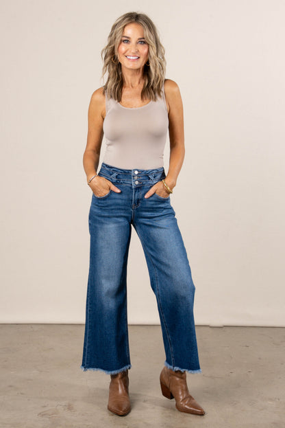 Risen Denim | Tabitha High Rise Crop Wide Leg Jeans