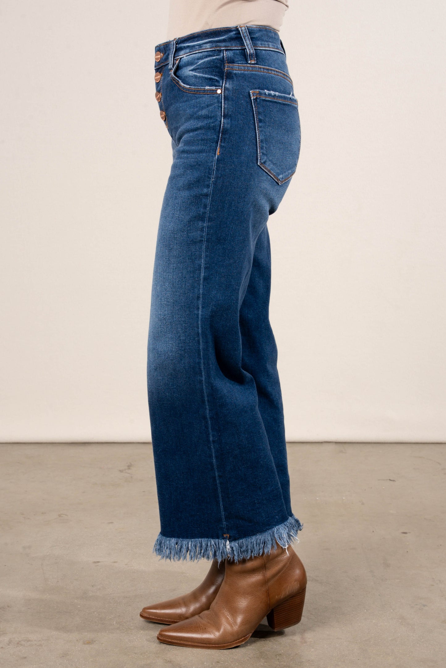 Risen Denim | Erika Mid Rise Crop Wide Leg Jeans