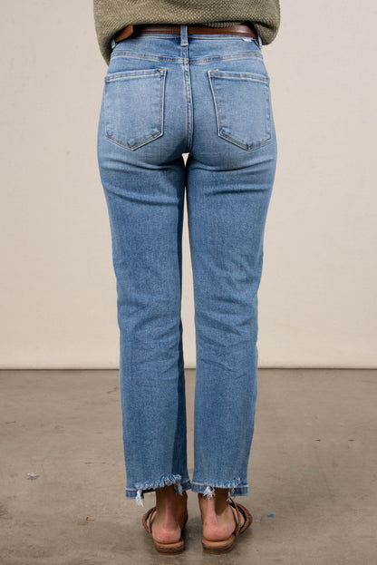 Risen Denim | Ronnie High Rise Tummy Control Crop Straight Leg Jeans