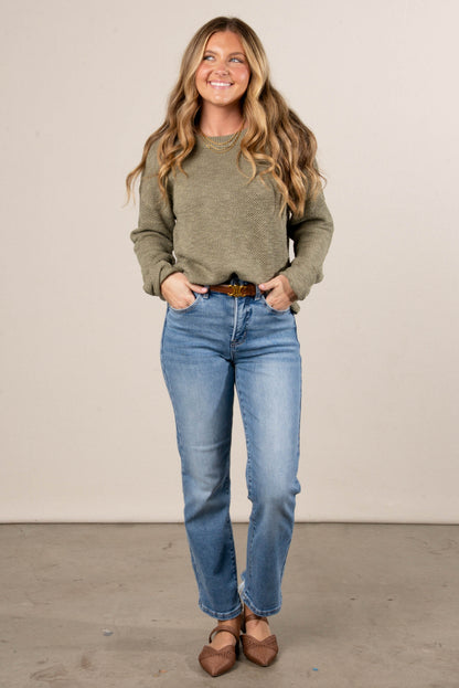 Risen Denim | Ronnie High Rise Tummy Control Crop Straight Leg Jeans