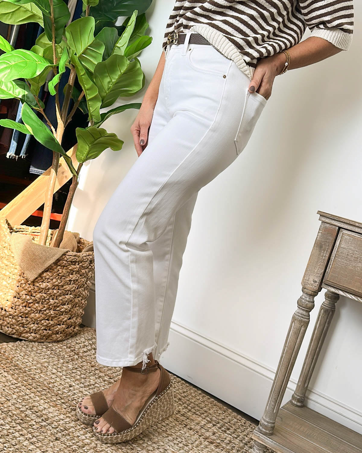 Risen Denim | Ronnie High Rise Tummy Control Crop Straight Leg Jeans