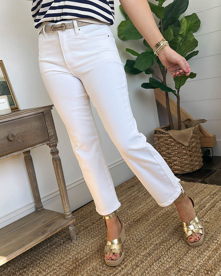 Risen Denim | Ronnie High Rise Tummy Control Crop Straight Leg Jeans