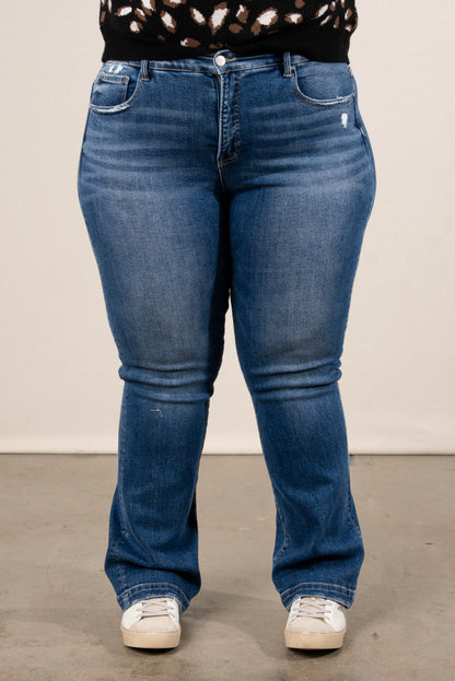 Risen Denim | Colby Mid Rise Tummy Control Straight Leg Jeans
