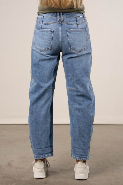 Risen Denim | Juno Mid Rise Rolled Cuff Barrel Jeans