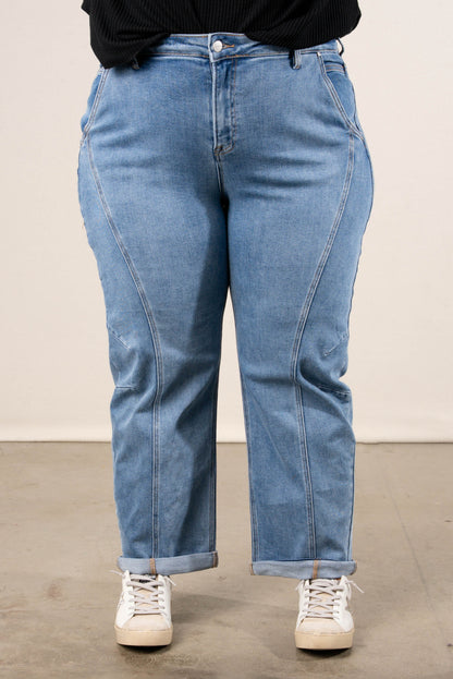 Risen Hollis Mid Rise Crop Barrel Jeans