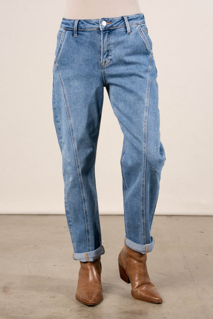 Risen Hollis Mid Rise Crop Barrel Jeans