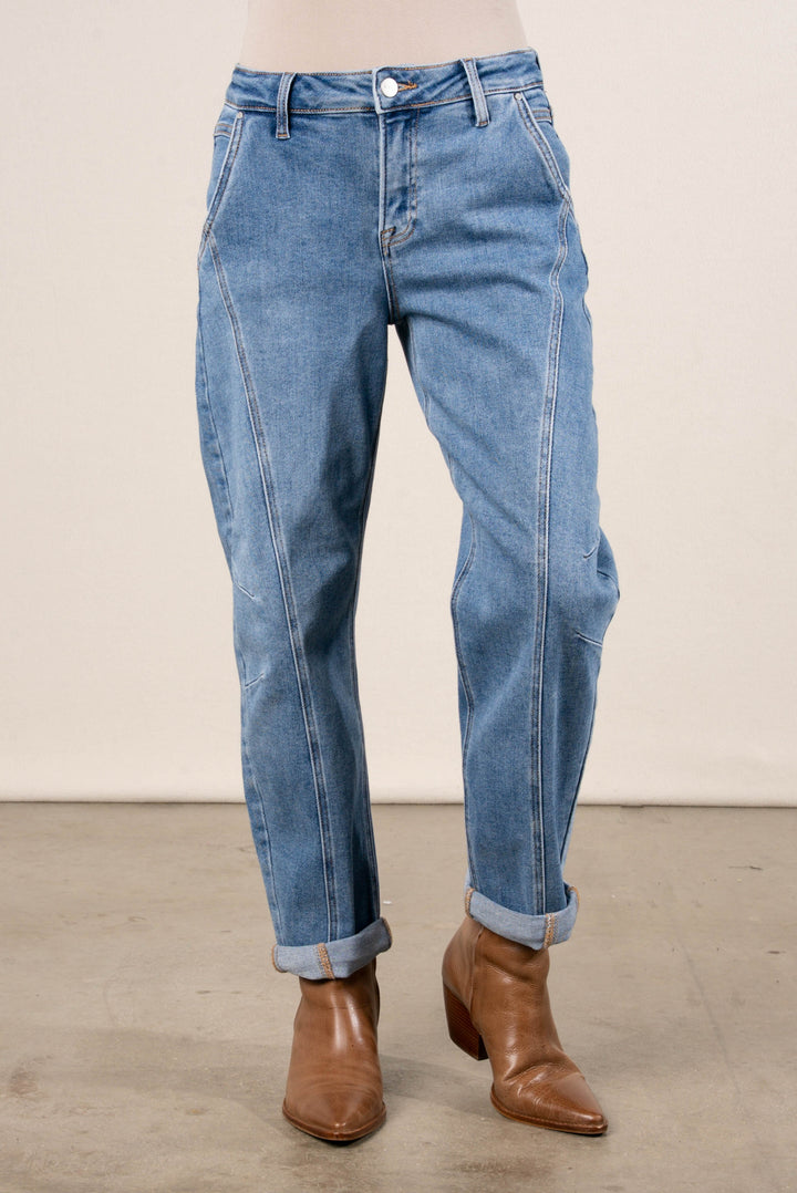 Risen Hollis Mid Rise Crop Barrel Jeans