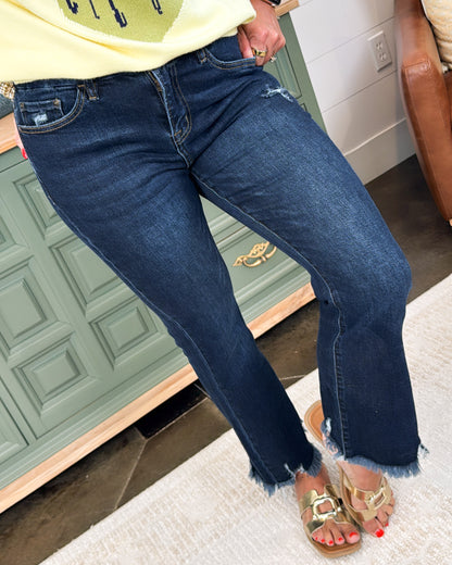 Mica Denim | Lesley High Rise Crop Flare Jeans
