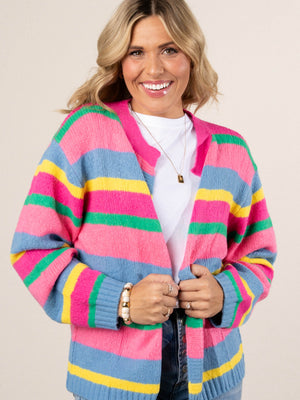 Colorful Striped Sweater Cardigan
