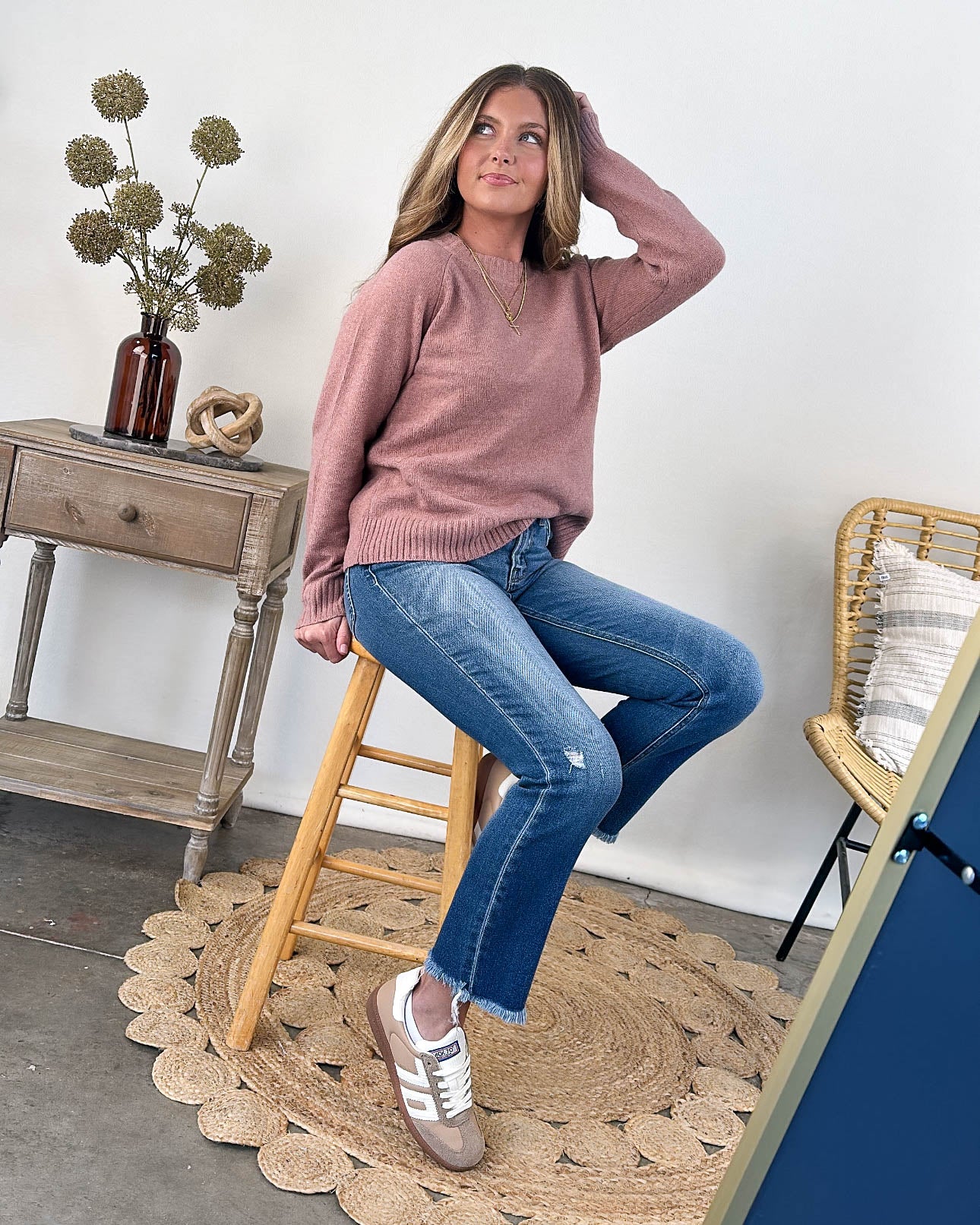 Crew Neck Raglan Sweater