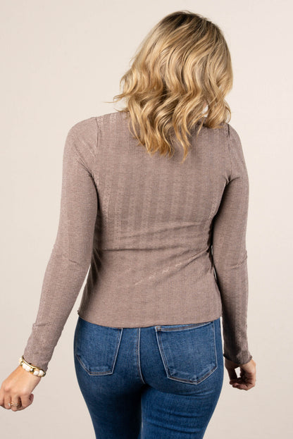 Candance Embossed Stripe Lettuce Hem Top