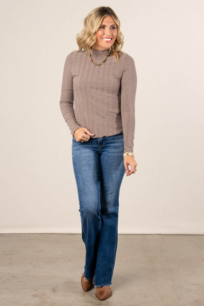 Candance Embossed Stripe Lettuce Hem Top