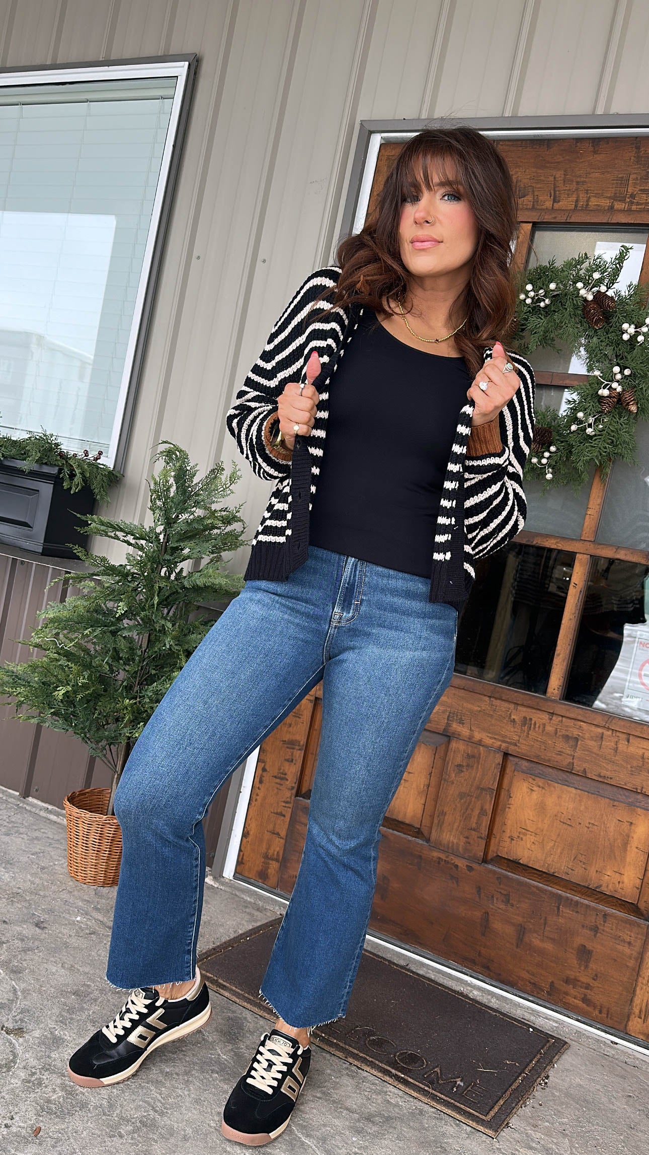 Hayride Striped Knit Sweater Cardigan