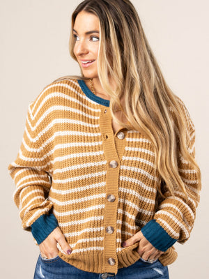 Hayride Striped Knit Sweater Cardigan