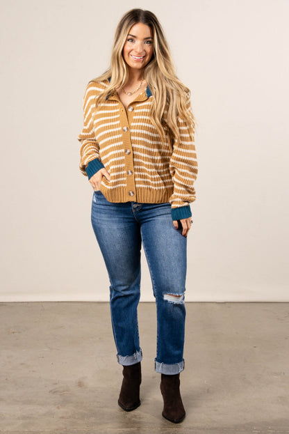 Hayride Striped Knit Sweater Cardigan