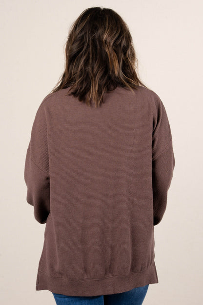 Basic Chill Textured Knit Hi-Lo Split Hem Top