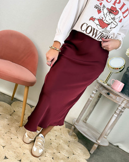 Bellaire Satin Pull-On Maxi Skirt