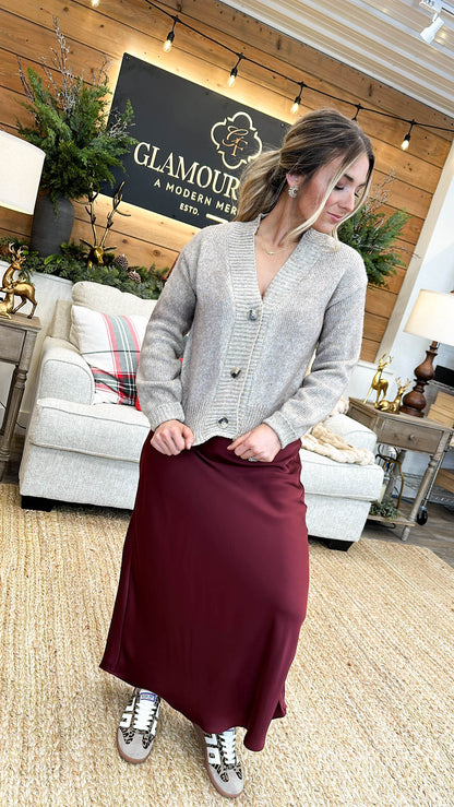 Bellaire Satin Pull-On Maxi Skirt