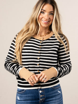 Scottdale Striped Exposed Seam Sweater