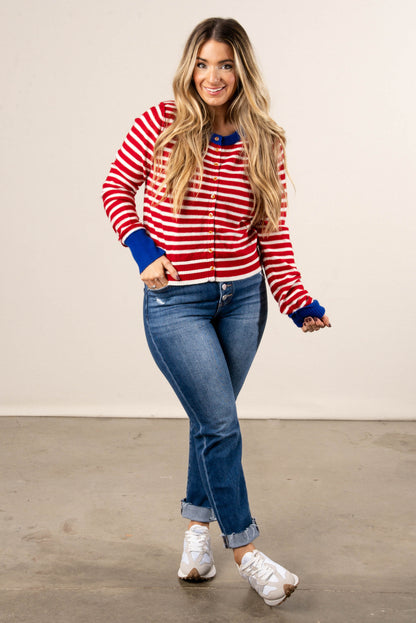 Scottdale Striped Exposed Seam Sweater