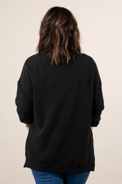 Manchester Textured Knit Hi-Lo Split Hem Top