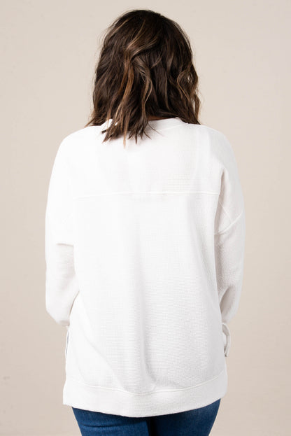 Manchester Textured Knit Hi-Lo Split Hem Top