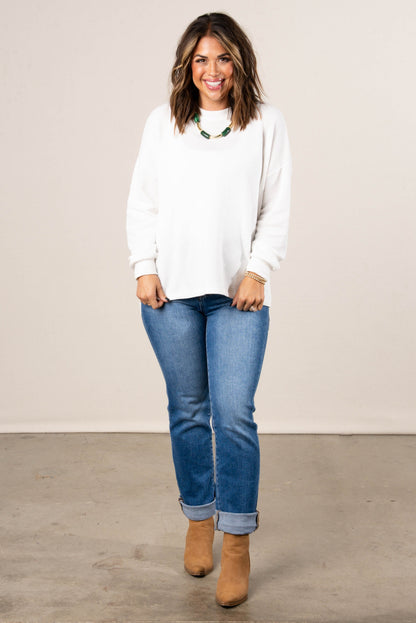 Manchester Textured Knit Hi-Lo Split Hem Top