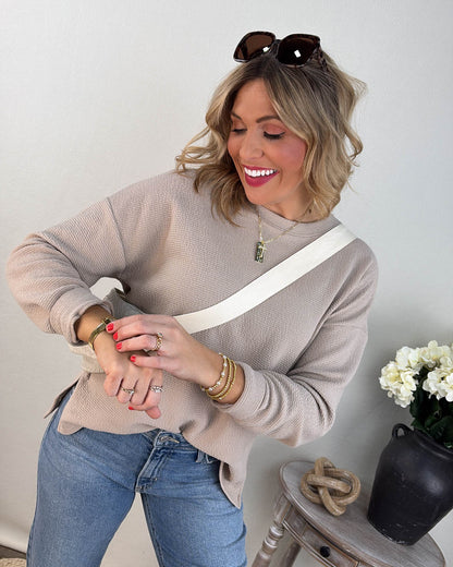 Manchester Textured Knit Hi-Lo Split Hem Top