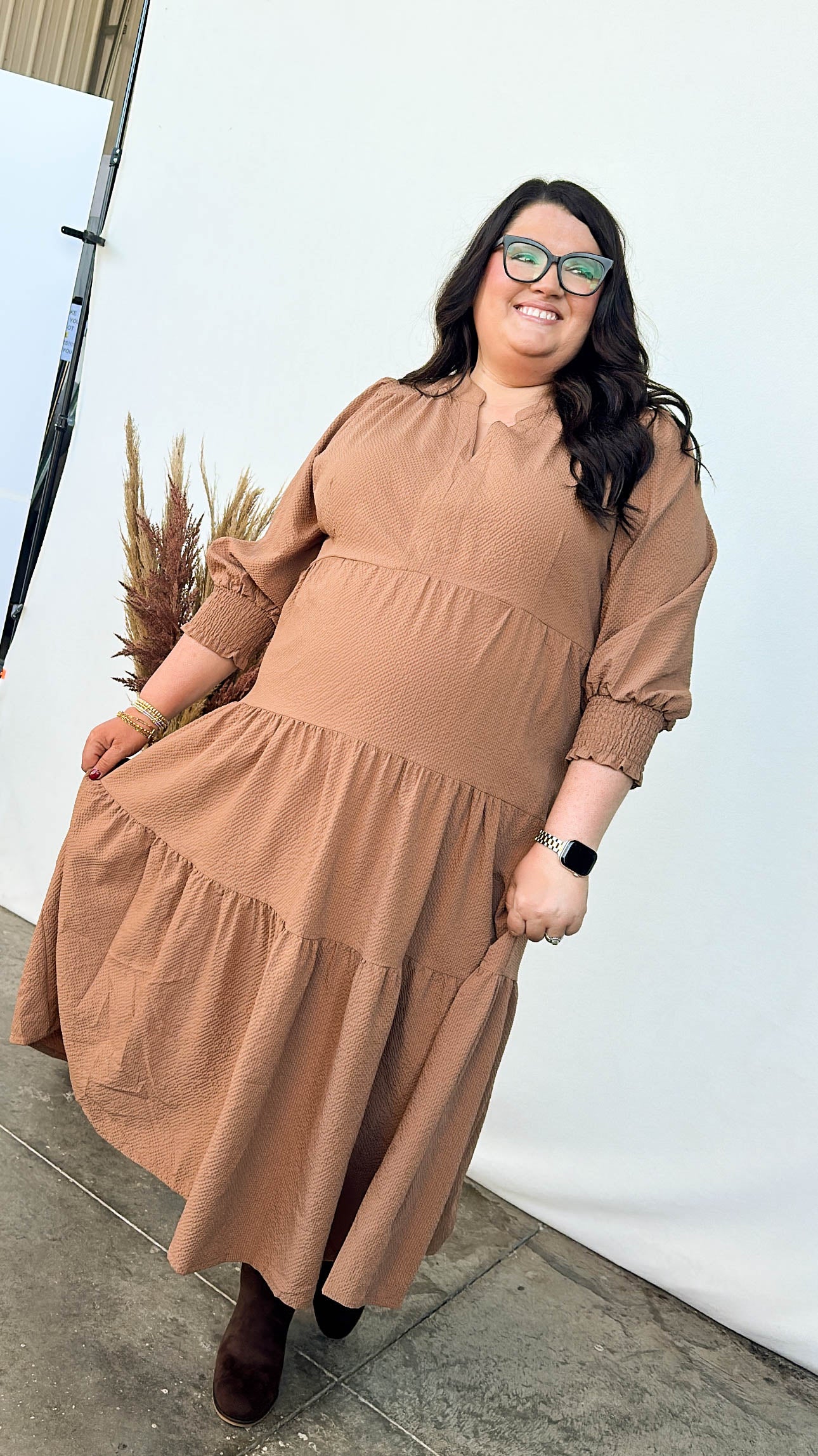 Bristol Textured Knit Tiered Midi Dress