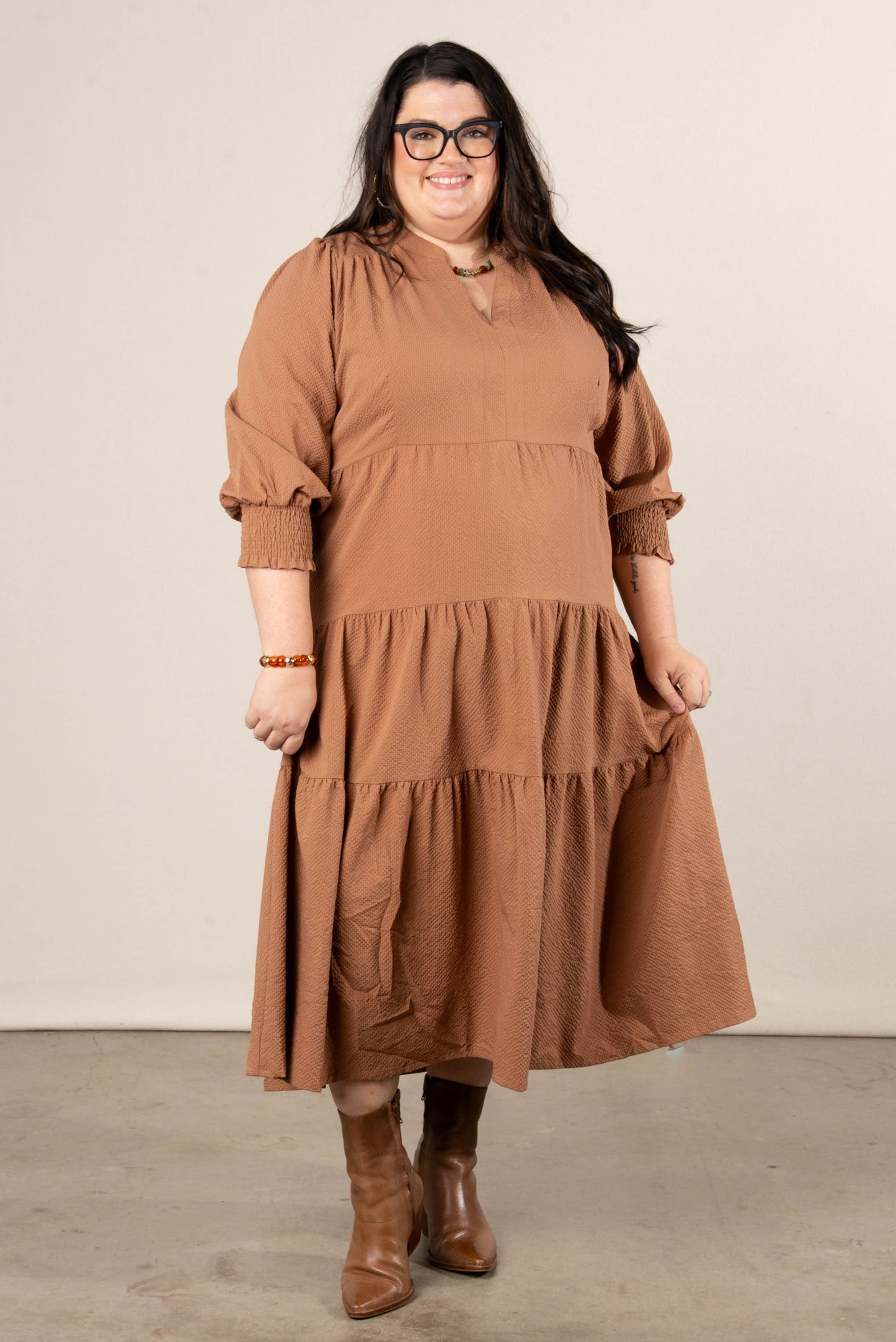 Bristol Textured Knit Tiered Midi Dress