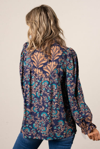 Miriam Mixed Floral Frill Neck Blouse