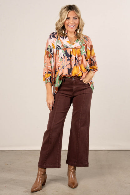 Auburn Skies Floral Babydoll Top