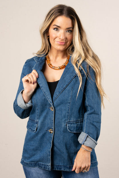 Uptown Single Breasted Denim Blazer