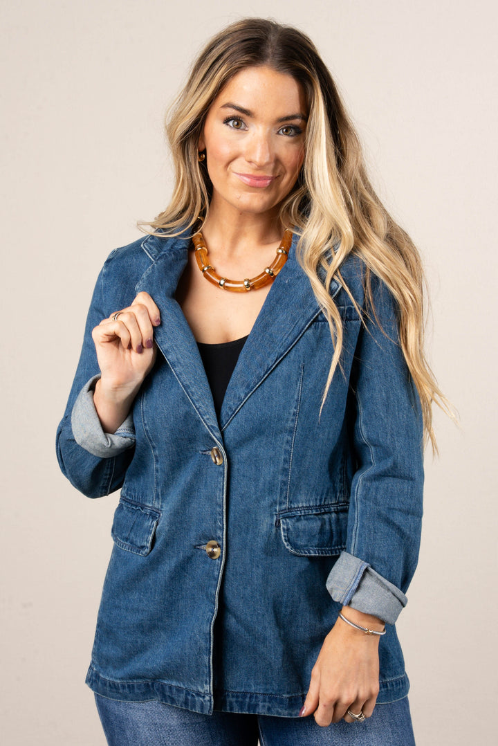 Uptown Single Breasted Denim Blazer